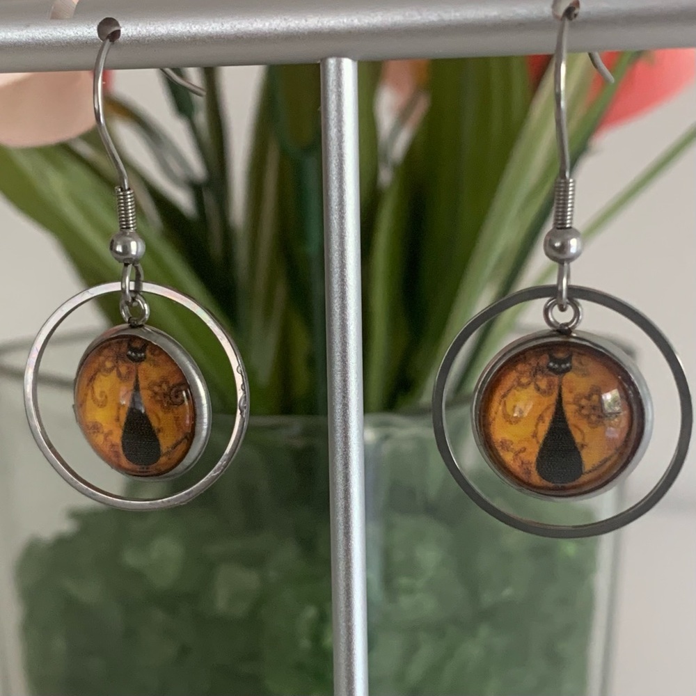 Black Cat Earrings, pet